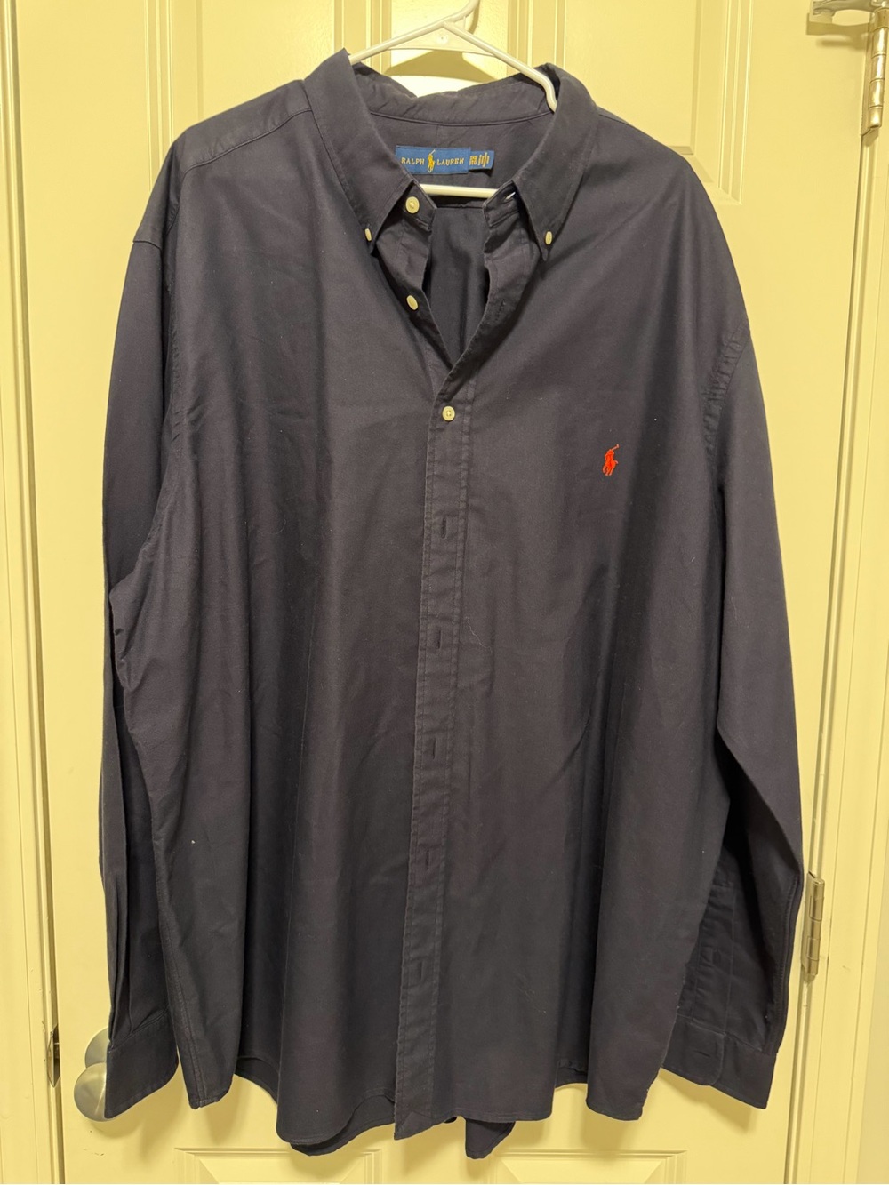 Ralph Lauren Men's Navy Button Down Shirt Red Pony Size 3XB Big & Tall
